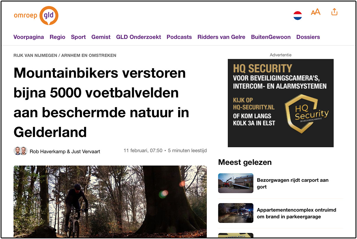 Omroep Gelderland over verstoring natuur door mountainbikers