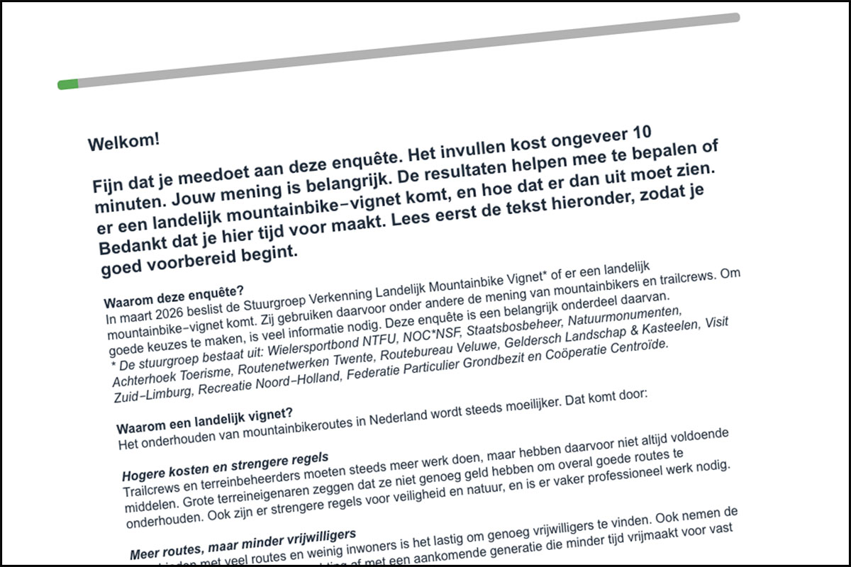 MTBpas: NTFU verlengt verkenning landelijk mountainbikevignet tot eind 2026