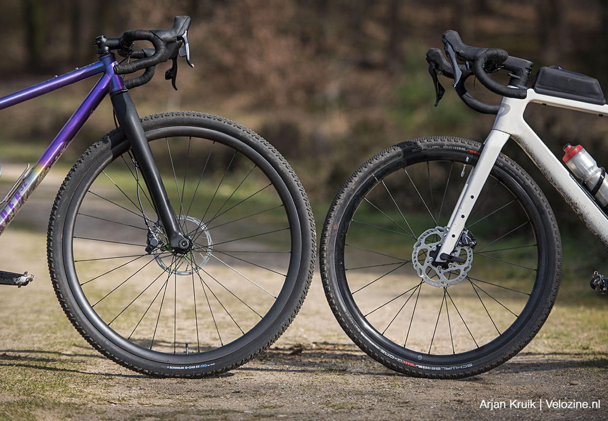 Vergelijking 32 inch en 28 inch wiel op gravelbike